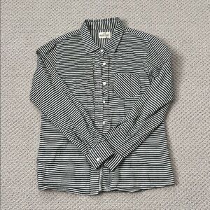 Marine Layer Black and White Striped Button-Down Shirt